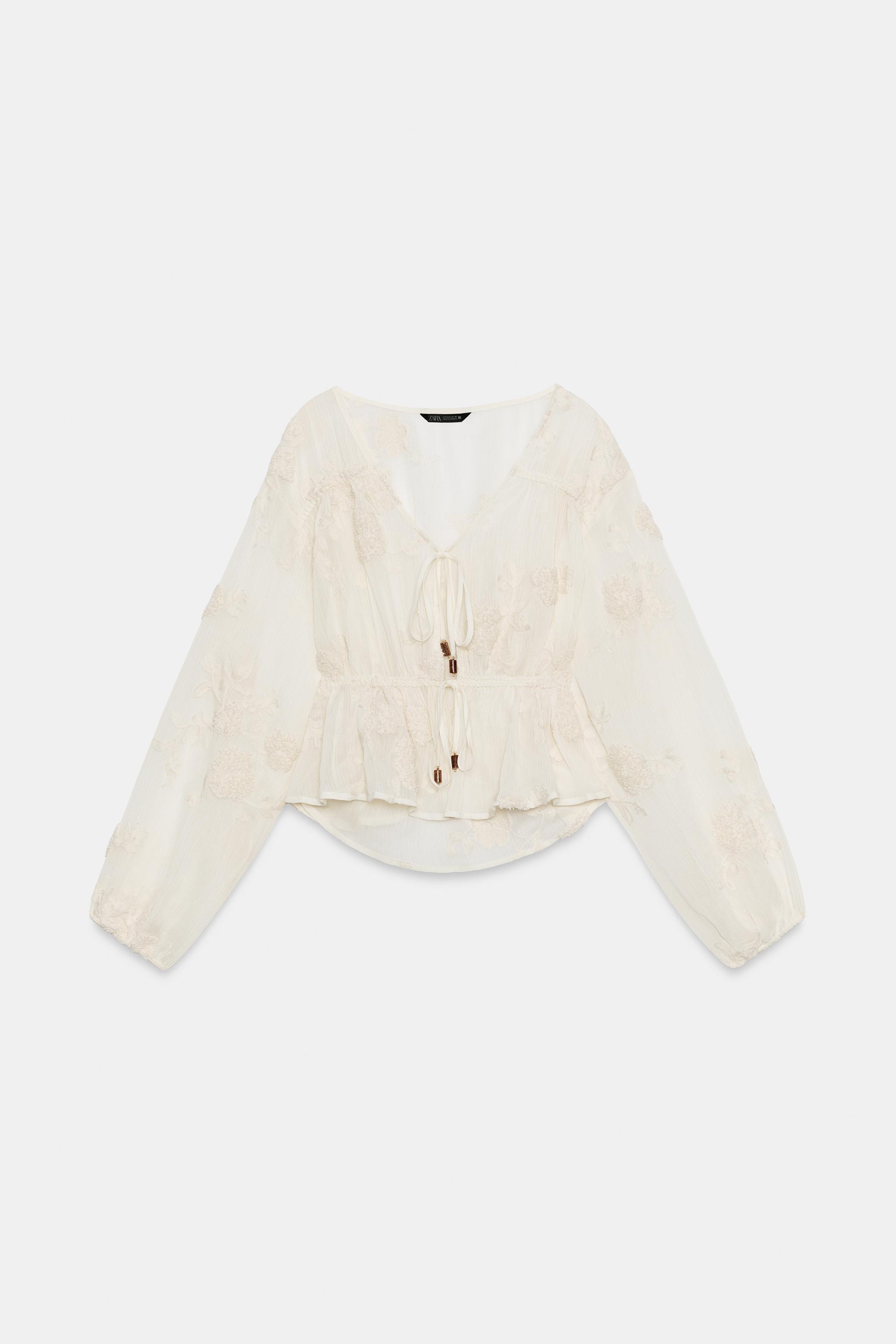 EMBROIDERED SHEER BLOUSE